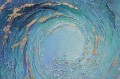 パレットナイフによる青い巨大な波自由奔放に生きるスピリチュアルな壁の装飾の詳細テクスチャ